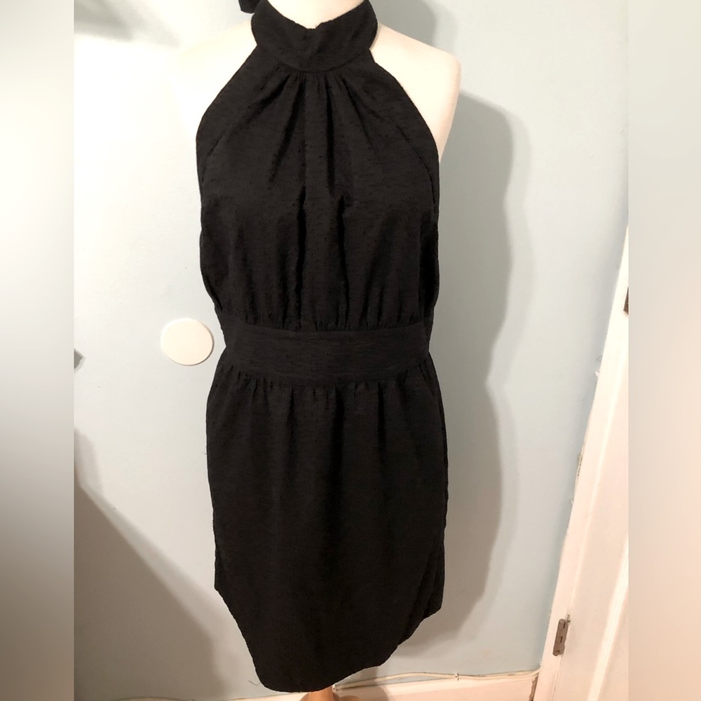 Betsey Johnson Black Eyelet Floral Halter Dress Size 10
